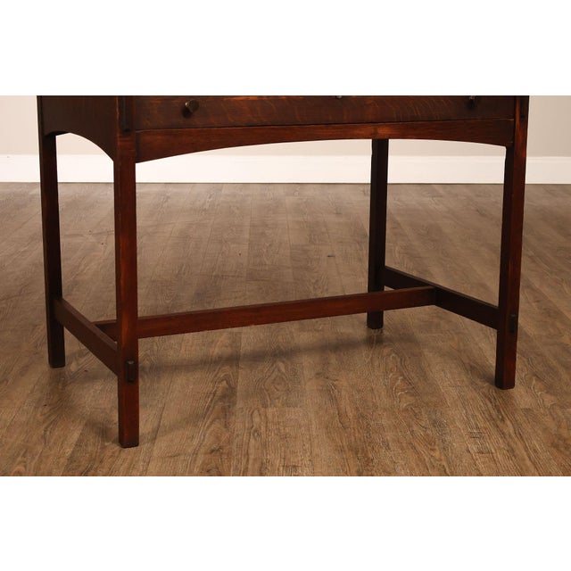 Limbert Antique Arts & Crafts Oak Writing Desk #492 1/4 For Sale - Image 12 of 18