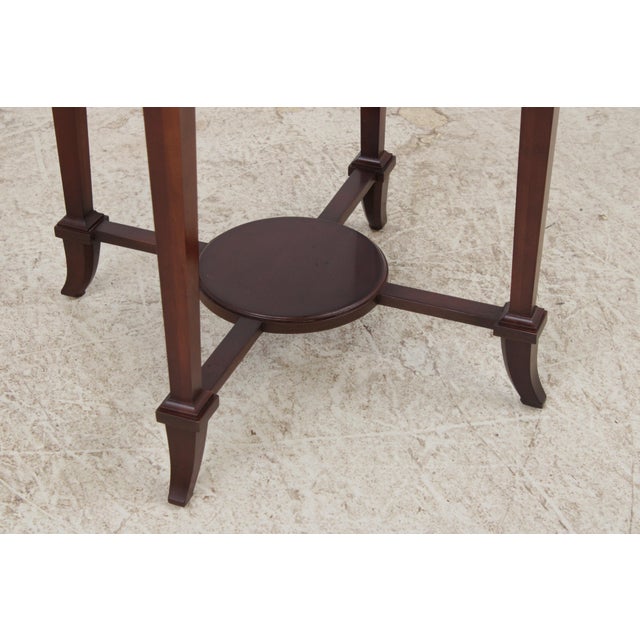 Baker Burl Walnut Mahogany Round Lamp Table For Sale - Image 10 of 13