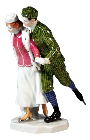 Art Nouveau Ice-Scaters Figurine by Alfred Koenig for Meissen, 1890s