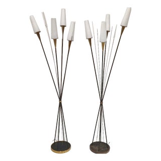 Vintage Floor Lamps by René Mathieu for Maison Lunel, 1950s, Set of 2 For Sale