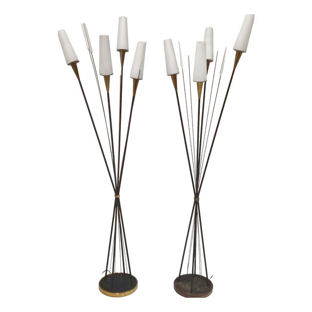 Vintage Floor Lamps by René Mathieu for Maison Lunel, 1950s, Set of 2 For Sale