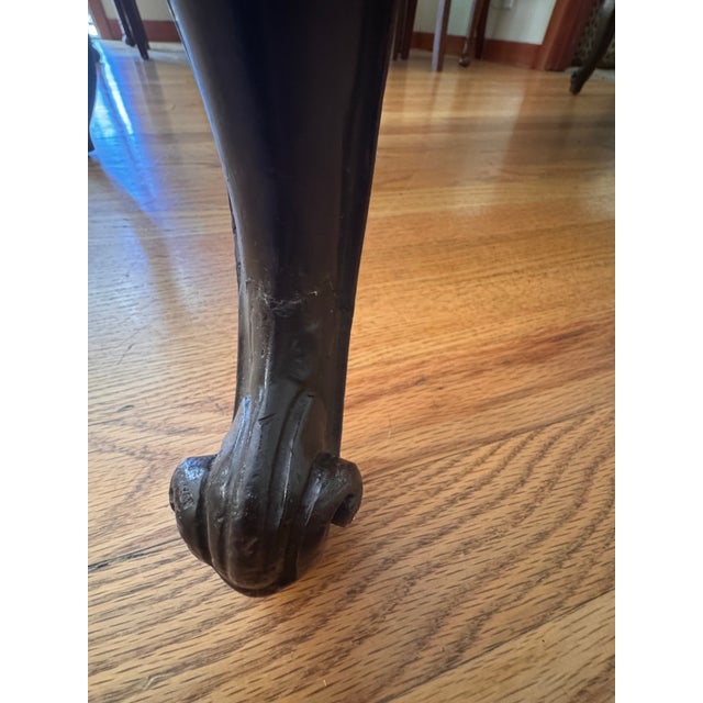 Queen Anne Late 20th Century Queen Anne Walnut Bench / Ottoman in Brunschwig & Fils Upholstery – Carved Cabriole Legs For Sale - Image 4 of 8