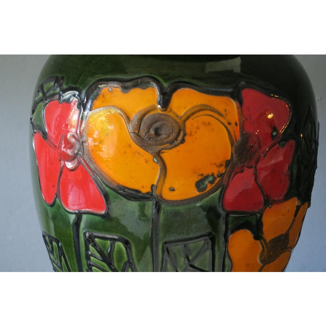 Large ceramic floor vase with an unusual Brutalist design, dating from the 1960s and marked '28G-51 West Germany'.