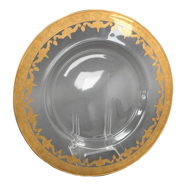 Arte Italica Vetro Glass and 24ct Gold Charger Plate For Sale