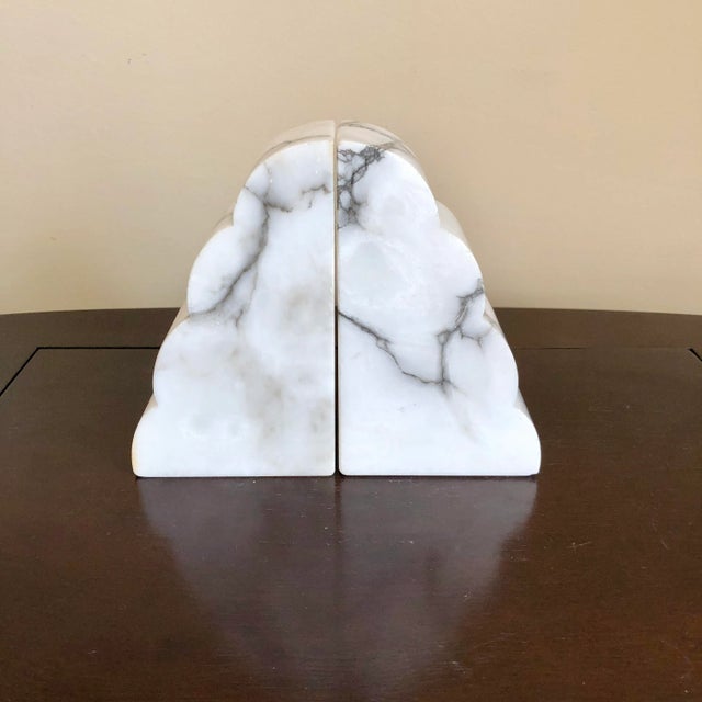 Alabaster Mid Century White Italian Carved Alabaster Bookends- a Pair For Sale - Image 8 of 8