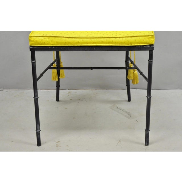 Black Vintage Salterini Hollywood Regency Wrought Iron Faux Bamboo Dining Chair, Set 8 For Sale - Image 8 of 18