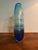 Glass Vintage Handblown Open Center Blue Art Glass Sculptural Vase With Bubbles For Sale - Image 7 of 7