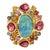 Bochic “Orient” Opal, Ruby & Multi Sapphire Vintage Cluster Ring Set 18k & Silver Size 5 For Sale