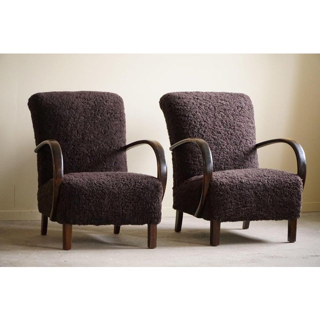 Set of Mid-Century Danish Modern Lounge Chairs in Beech & Lambswool, 1940s For Sale - Image 18 of 18