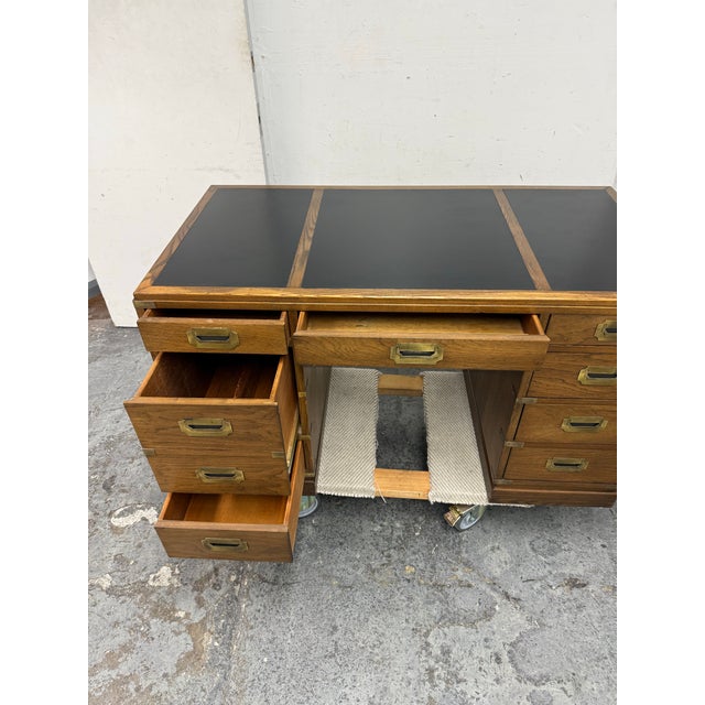 Circa 1970's Sligh Furniture Campaign Desk For Sale In San Francisco - Image 6 of 12