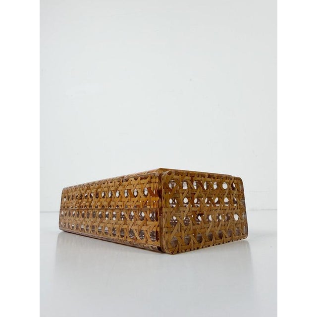Mid-Century Rectangular Box in Acrylic Glass and Cane Webbing in the style of Dior Home, 1970s For Sale - Image 9 of 18