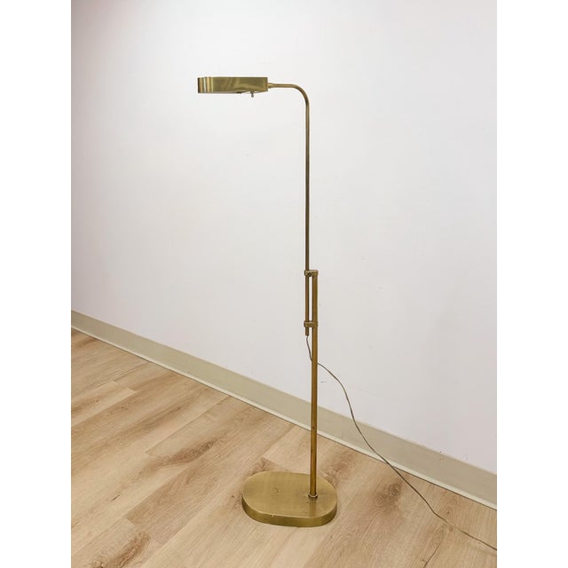 Mid-Century Modern Solid Brass Floor Lamp Adjustable Vintage MCM Hollywood Regency Reading Light For Sale - Image 3 of 6