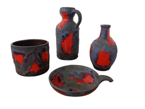 Lava Ceramic Marei Vases, Bowl & Planter, 1970s, Set of 4