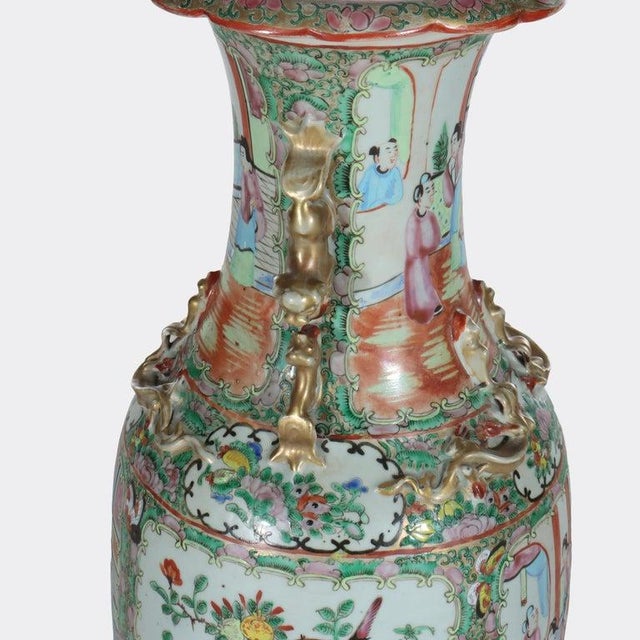 Rose Large Antique Chinese Rose Medallion Porcelain Floor Vase C1920 For Sale - Image 8 of 9