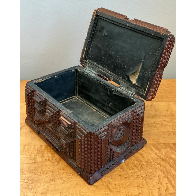 Vintage Tramp Art Wood Box For Sale - Image 10 of 12