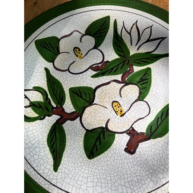Ceramic Large Vintage Majolica Magnolia Serving Platter Hartman Studios of Los Angeles, California For Sale - Image 7 of 10