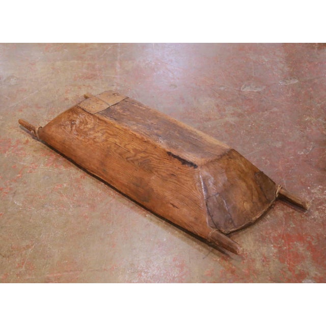 Brown 19th Century French Elm Dough Bowl With Hand-Carved Handle For Sale - Image 8 of 8