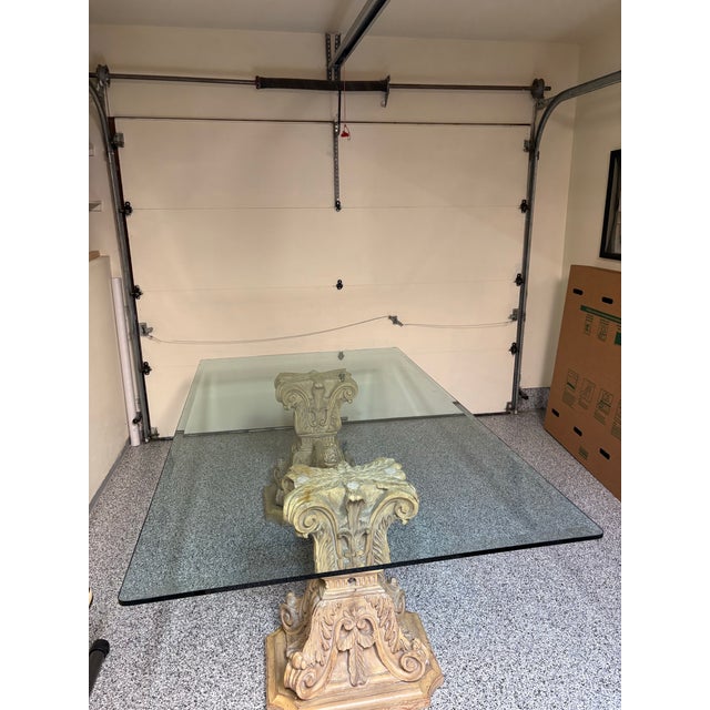 This table is a beautiful statement-making Neoclassical/Hollywood Regency style dining table in excellent condition. The...