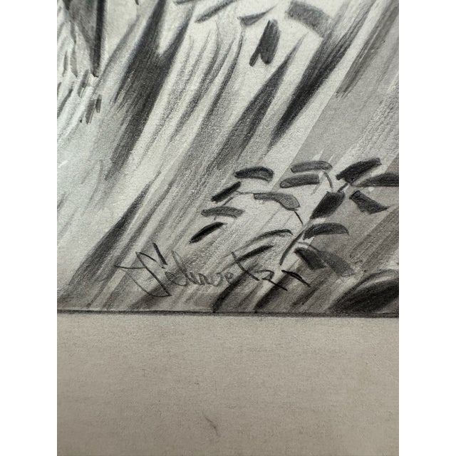 1940s 1940s Original Signed Graphite Illustration of Hunter With English Pointer Dog, 12.5 × 10 In. For Sale - Image 5 of 6