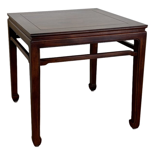 Vintage Henredon Chinoiserie Ming Style Solid Walnut Side Table For Sale