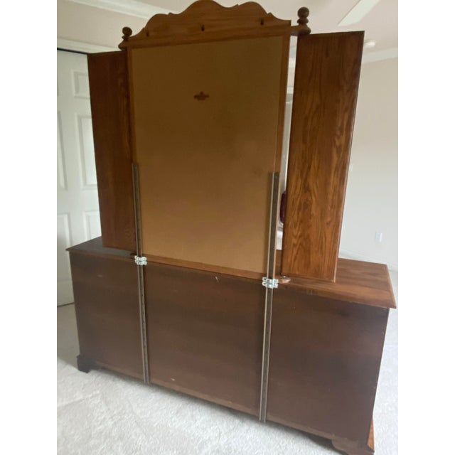Brown Vintage Pennsylvania House Oak Dresser With Triptych Mirror American Traditional With Colonial Charm For Sale - Image 8 of 18