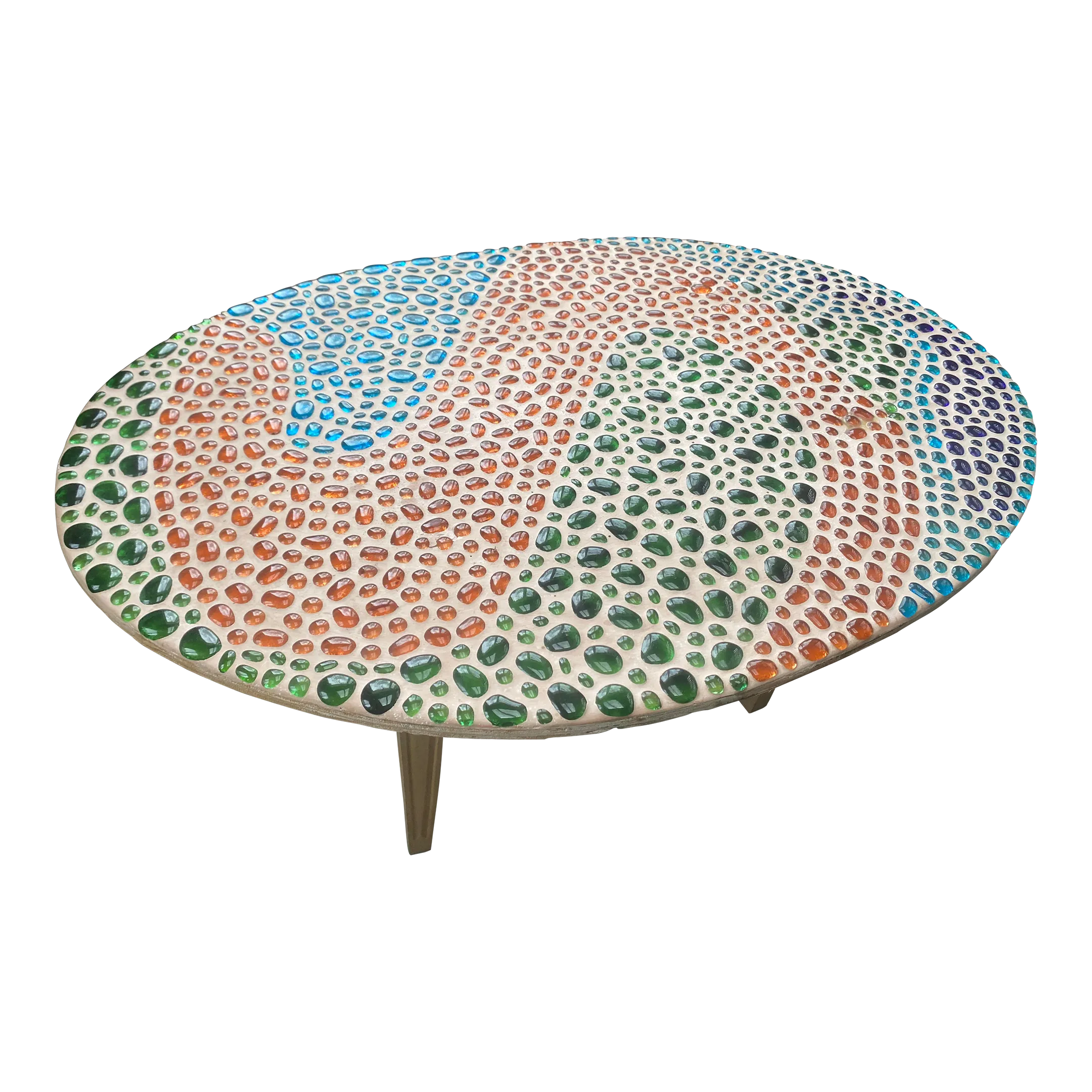 1967 Signed Psychedelic Glass Mosaic Coffee Table Studio Craft