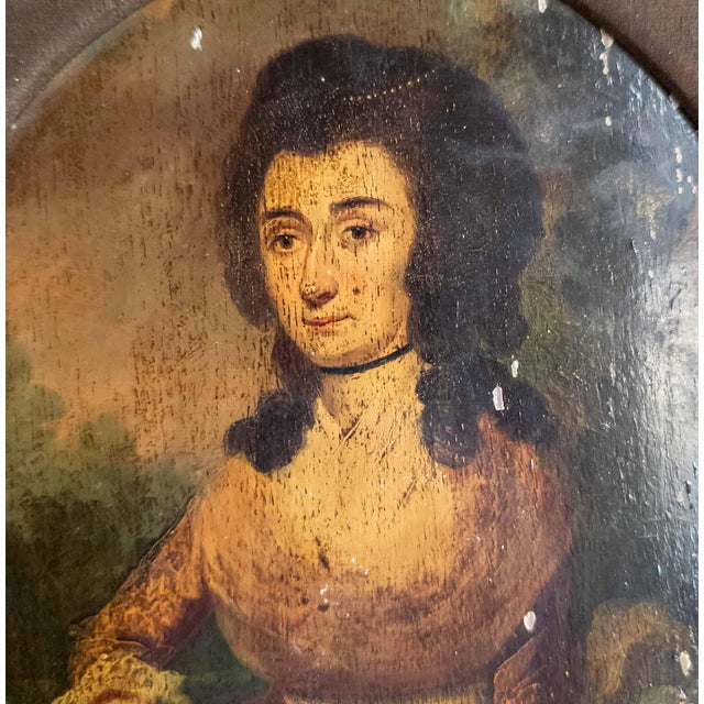 Wood 18th Century English or American Limner Portrait Painting of a Lady For Sale - Image 7 of 16