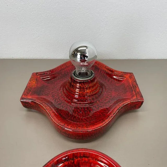 Red Ceramic Fat Lava Wall Lights from Hustadt Lights, Germany, 1970s, Set of 2 For Sale - Image 16 of 18