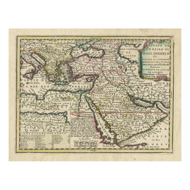 Ottoman Empire Map by Jean Chiquet, Paris, France, 1719 For Sale