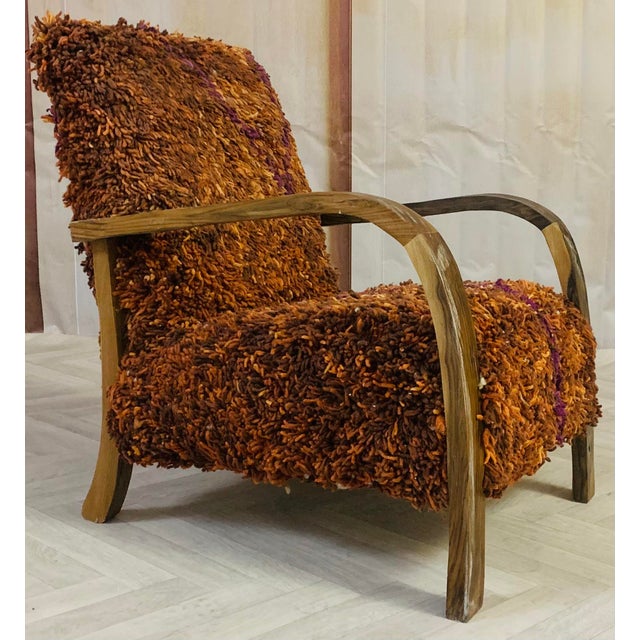 Brown Handmade Moroccan Brown Wool Chair For Sale - Image 8 of 9