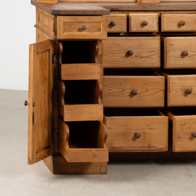 Large 19th Century Danish Pine Bookcase Display Cabinet Apothecary For Sale - Image 12 of 18
