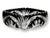 Mid 20th century Bohemian cut crystal bowl in dramatic black onyx overlay glass, deeply cut to clear with bold geometric...