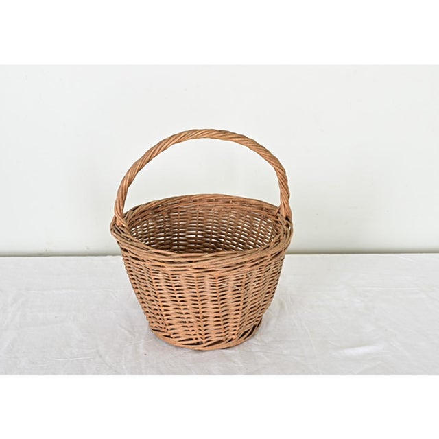 Brown French Vintage Wicker Collecting Basket For Sale - Image 8 of 8