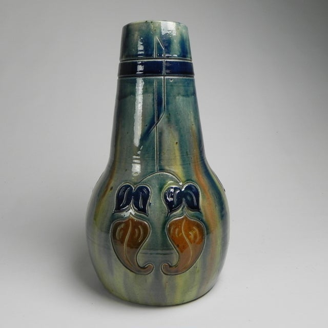 Elegant Art Deco vase from the 1920s, made in the Kortrijk region, an area known for its high-quality Flemish art pottery....