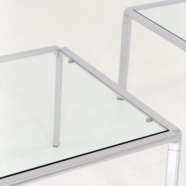 Mid-Century Modern Italian Bauhaus Coffee Tables in Chrome and Thick Glass, 1980s, Set of 2 For Sale - Image 10 of 18