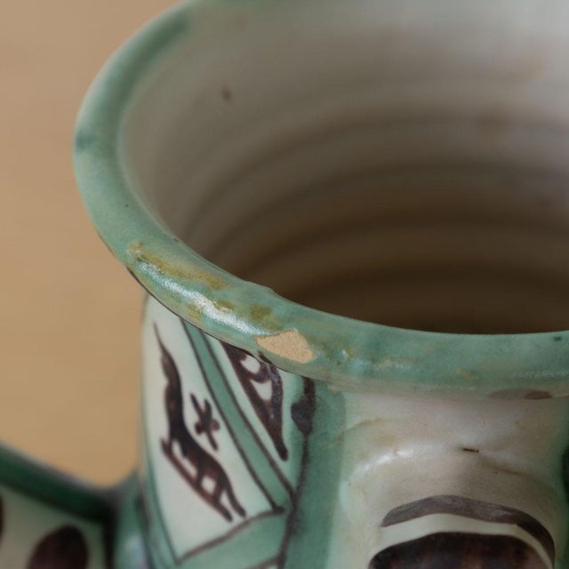 Green 1960s Spanish Ceramic Painted Pitcher by Domingo Punter, Signed For Sale - Image 8 of 12