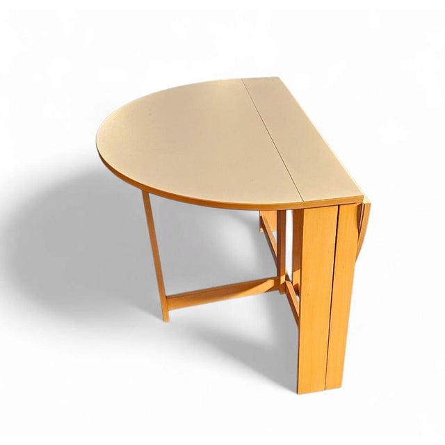 Vintage Scandinavian Folding Dining Table with Side Leaves and White Formica Top For Sale - Image 14 of 18