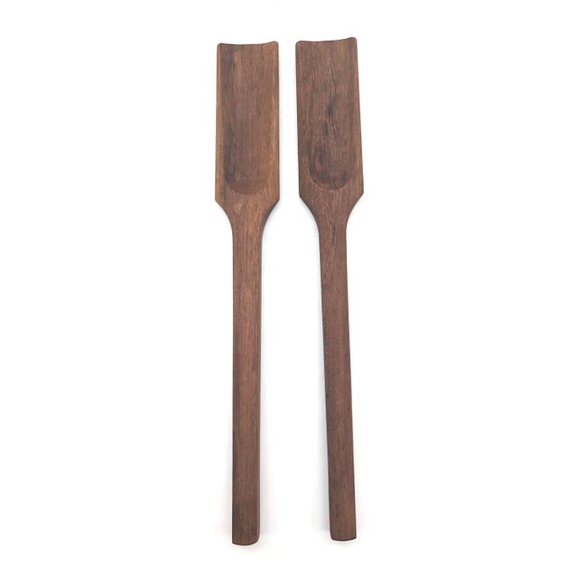 1960s Dansk Teak Wood "Oar" Salad Serving Utensils, a Pair For Sale - Image 9 of 11