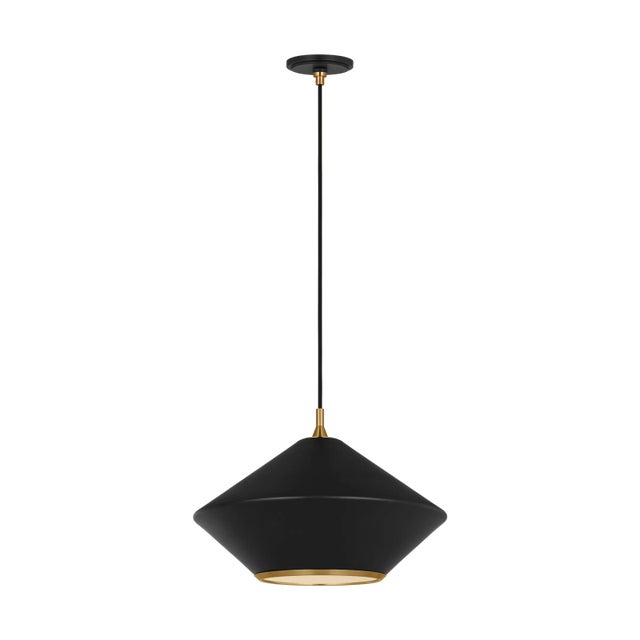 Transitional Thomas O'Brien by Visual Comfort Studio Stanza 1-Light Extra Large Pendant in Midnight Black For Sale - Image 3 of 6