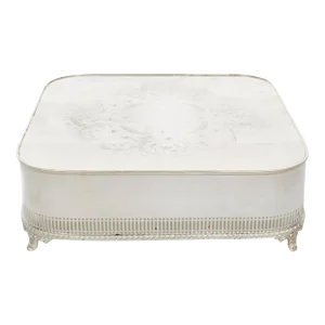 Vintage English Silverplate Square Footed Plateau / Dessert Stand