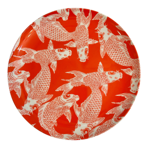 1991 Fitz and Floyd Koi Orange Chinoiserie 12.5” Round Platter