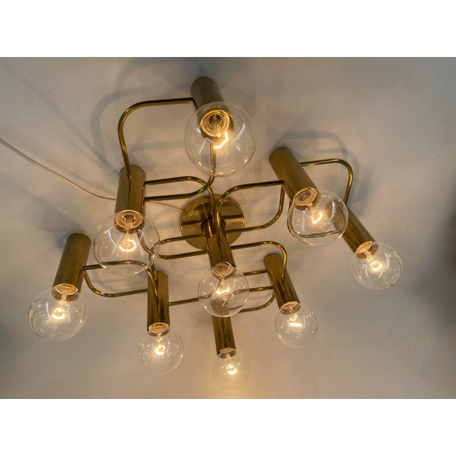 Gold 9-Light Ceiling Lamp by Gaetano Sciolari for Leola, Germany, 1980s For Sale - Image 8 of 18