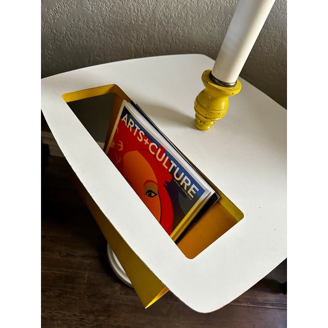 Vintage Italian Table Lamp W/Original Shade & Slot for Books / Media: Brady Bunch Mod Style For Sale - Image 13 of 16