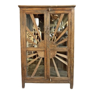 Early 20th Century Antique Sunburst Glass Cabinet For Sale