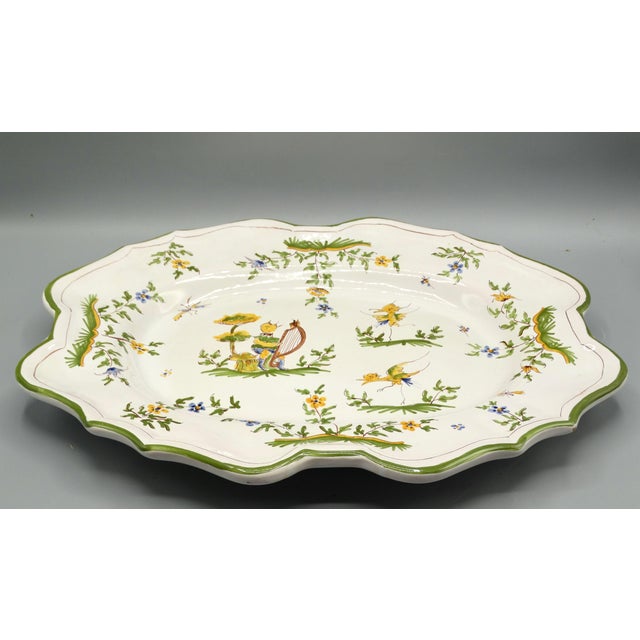 Early 20th Century French Moustiers Large Oval Platter Hand Painted For Sale - Image 5 of 9