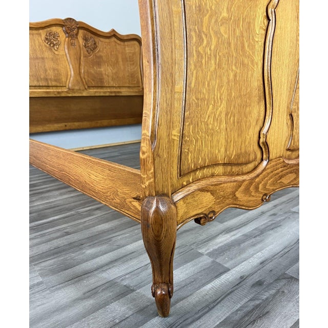 Vintage French Bed Frame in Oak For Sale - Image 9 of 11