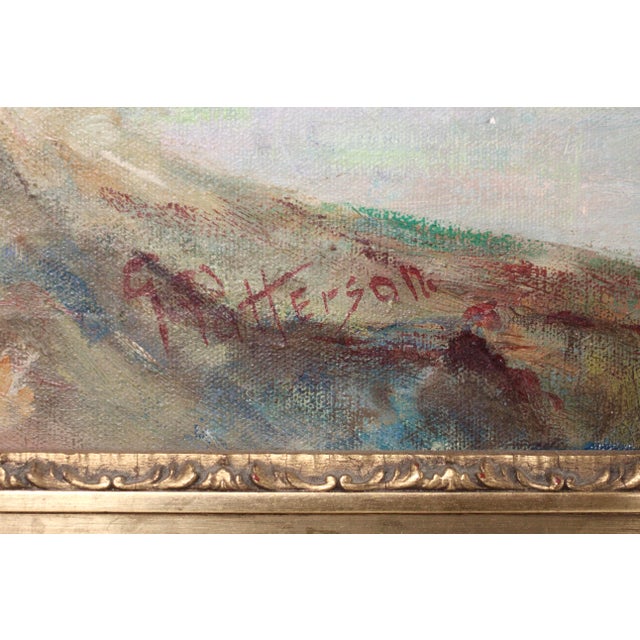 Large Antique Landscape Oil Painting in an Ornate Gold Frame From the 19th Century For Sale - Image 4 of 16