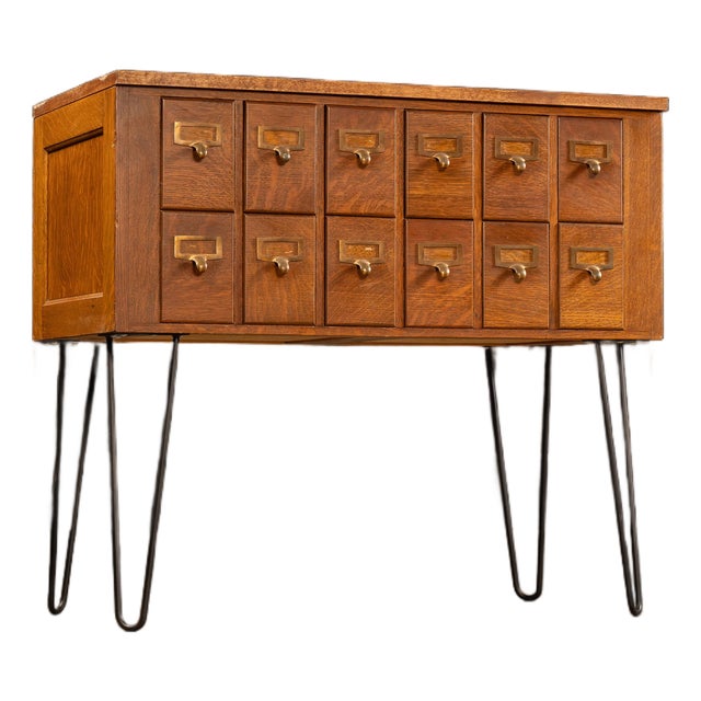 Vintage Card Catalog With Hairpin Legs For Sale