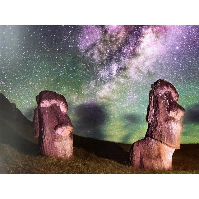 Early 21st Century Moai Statues at Night, Easter Island Photograph by Marc Shields (17.5" X 12") For Sale - Image 5 of 5