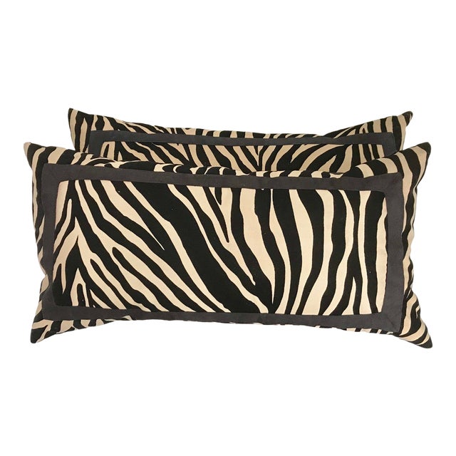 Zebra Wildlife Velvet Cutout Pillows With Down Filling a Pair Chairish